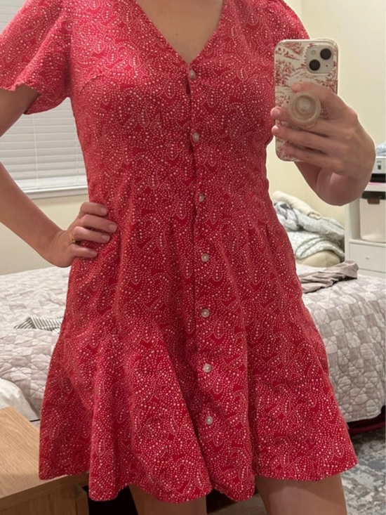 Universal Thread Dresses & Skirts - Universal Thread Red Button-Front V-Neck Mini Dress